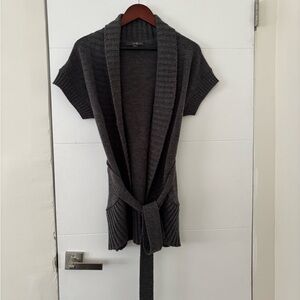 Forever 21 Charcoal Short-Sleeve Belted Cardigan